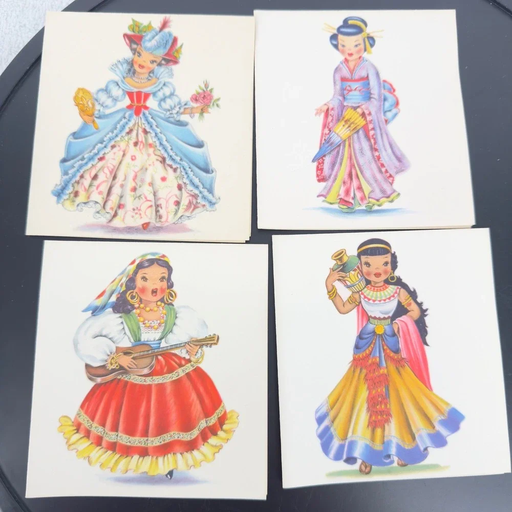 VTG NOS 50sTichnor Brothers Dolls of Many Lands 18 Correspondence Stationary Set